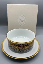 Christian Dior Fine China Gravy Boat With Attached Dish - Box Included