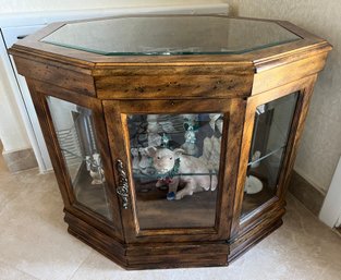 Traditional Style Short Glass Top Console Curio Cabinet- Contents Not Included