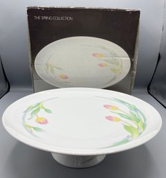 The Spring Collection Porcelain Tiered Platter - Box Included - Made In Japan