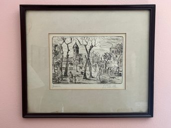 Vintage Lithograph Framed Print - Artist Pencil Signed