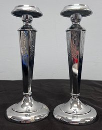 Pair Of Silver Plated Candlesticks Marked R.C.