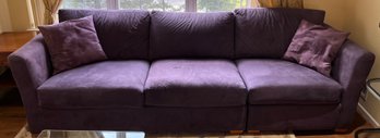 Klaussner Furniture Microsuede Sofa With Two Throw Pillows