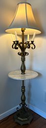 Vintage Metal Candelabra Style Floor Lamp With Marble Table Top