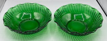 Anchor Hocking Forest Green Bowl Set - 2 Total