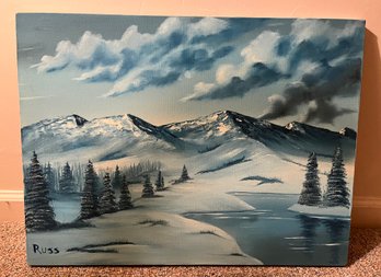 Russ Bengtson Original Oil On Canvas - Winter Landscape