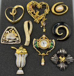 Assorted Brooch/pins - 9 Total