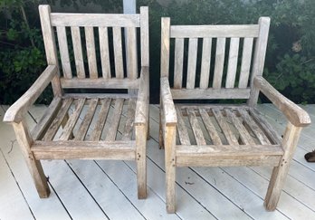 Outdoor Teak  Arm Chairs - 2 Total - Cushions Included