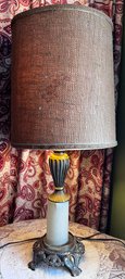 Oversized Table Lamp With Light Up And Bronze Base