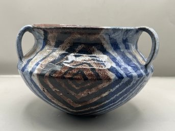 Handcrafted Pottery Glazed Bowl With Handles