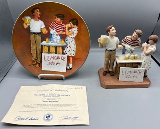 1982 Norman Rockwell Collectible Plate & Figurine - 2 Pieces Total