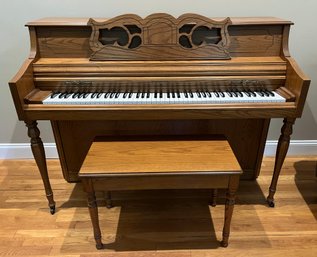 Rudolph Wurlitzer Solid Wood Upright Piano With Bench & Assorted Sheet Music Included - Made In USA
