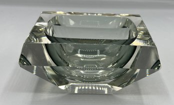 Mid-century Grey Cut Crystal Ashtray