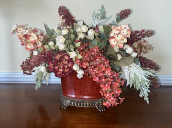 Decorative Faux Floral Arrangement With Ceramic Planter