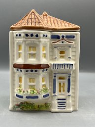 Avon Townhouse Canister Collection Hand Painted Ceramic Collectible House Cookie Jar