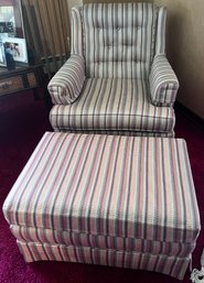 Custom Upholstered Accent Arm Chair With Ottoman