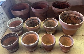 Assorted Red Pottery Planters, Assorted Sizes - 11 Piece Lot