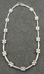 925 Silver Floral Style Necklace Made In Italy - .81 OZT