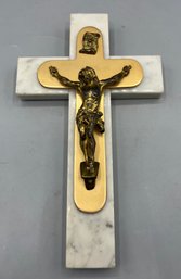 Solid Marble Brass-tone Holy Cross Wall Decor