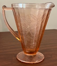 Jeanette Pink Depression Glass Poinsettia Pitcher