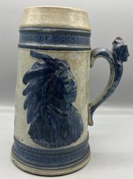 Antique Old Sleepy Eye Flemish Pottery Stein