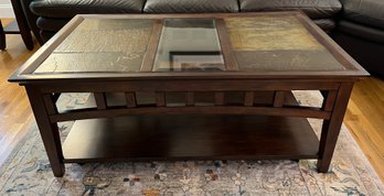 Solid Wood Stone & Glass Top Coffee Table