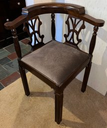 Antique Solid Wood Cushioned Corner Chair