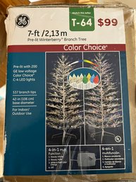 7FT Lighted Winterberry Pattern Faux Holiday Tree