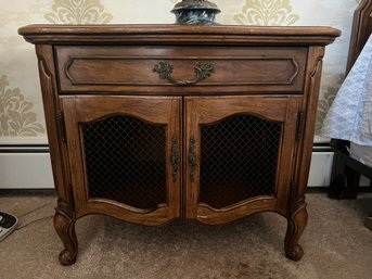 French Provincial Country Chic Wood Bedside Tables- Matching Pair