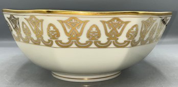 Fitz & Floyd Luxor Pattern Porcelain Bowl With Gold Trim