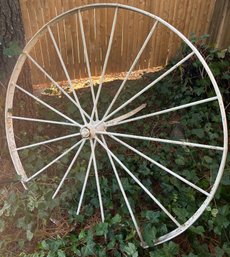 Vintage Cast Iron Wagon Wheel With Attached Axle Rod