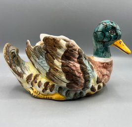 Hand Painted Ceramic Mallard Shaped Planter