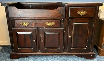 Solid Wood Dry Sink With Two Drawers & Storage