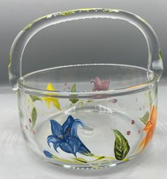 Hand Painted Glass Basket
