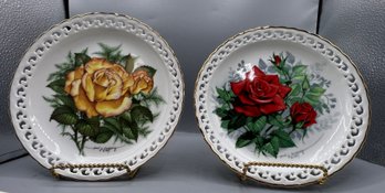 The American Rose Garden Plate 2 Piece Collection 1988 Hamilton Collection