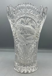 Cut Crystal Bird Pattern Vase