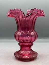 Fenton 1553 CC Country Cranberry Rib Optic Vase