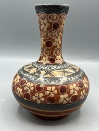 Hand Painted Ceramic Bud Vase - Made In Mexico