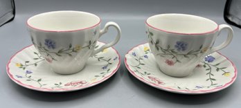 Johnson Bros Porcelain Teacup And Saucer Set - 2 Sets Total - Made In England