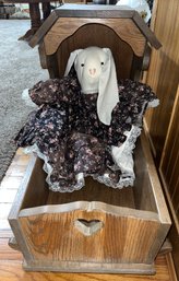 Wooden Cradle With Bunny Rabbit Plush Doll
