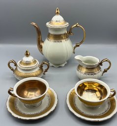 Royal Porcelain Gold-trim Bavaria KPM Tea Set - 12 Pieces Total - Made In Germany