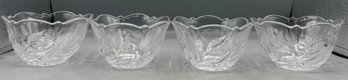 Frosted Floral Pattern Glass Condiment Bowl Set - 4 Total