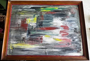 Abstract Painting On Framed Canvas