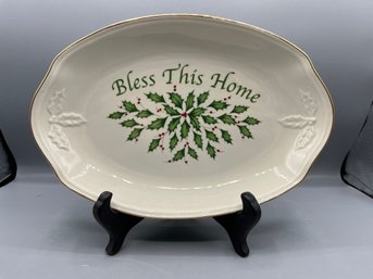 Lenox Bless This Home Porcelain Tray With 24k Gold Trim