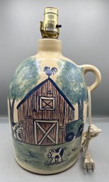 Hand Painted Ceramic Jug Style Table Lamp - Missing Shade