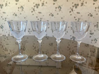 JG Durand Florence Crystal Champagne Stunning Flutes Set Of 4