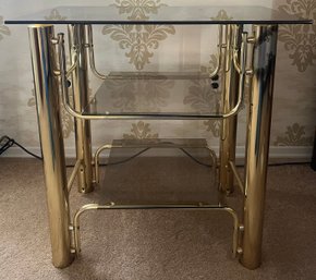 MCM Brass Finish Tubular Frame End Table