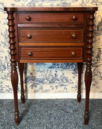 Cushman Product - Vintage Solid Wood Cigar Humidor End Table With Drawer - Made In Bennington Vermont