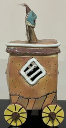D'Arriso Signed 1978 Hand Painted Ceramic Lidded Carriage Figurine