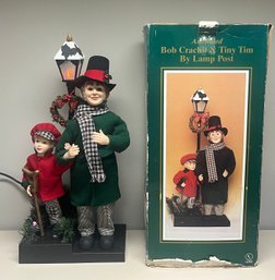 Animated Bob Crachit & Tiny Tim By Lamp Post - Box Included