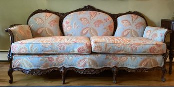 Louis XV Style Floral Carved Walnut Sofa
